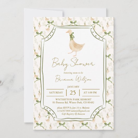 Ganzenpeuterrijmpjes baby shower kaart (Voorkant)