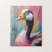 Ganzenportret moderne impressionistische kunst legpuzzel (Verticaal)