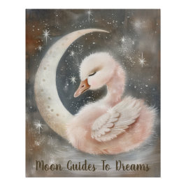 Ganzenvogel baby slapen op Moon Perfect Poster