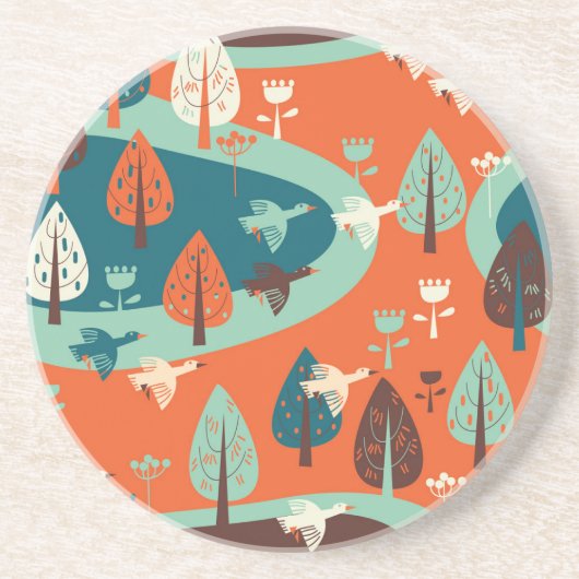 Ganzenwoud:  Natuur Scène Zandsteen Onderzetter (Voorkant)