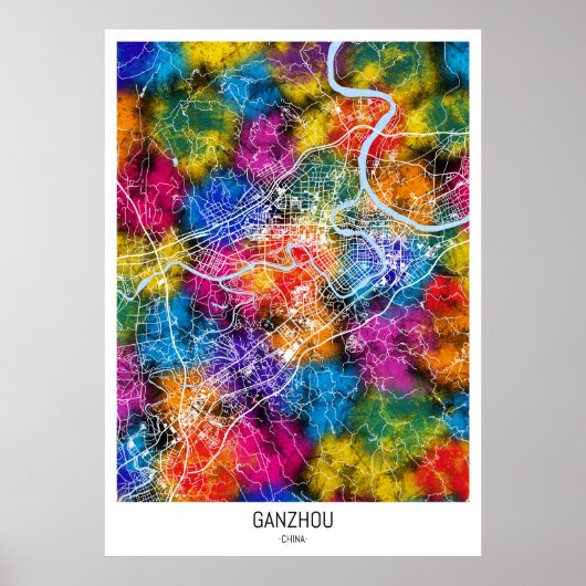 Ganzhou China Stadsplattegrond Poster (Voorkant)
