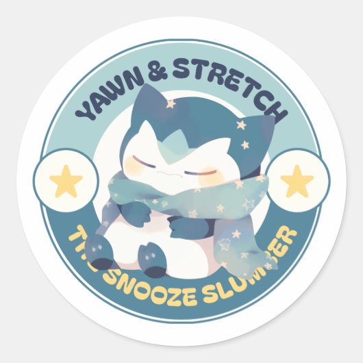 Gapen stretch de snooze slummer grappig ronde sticker (Voorkant)