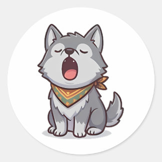Gapende Wolf Ronde Sticker