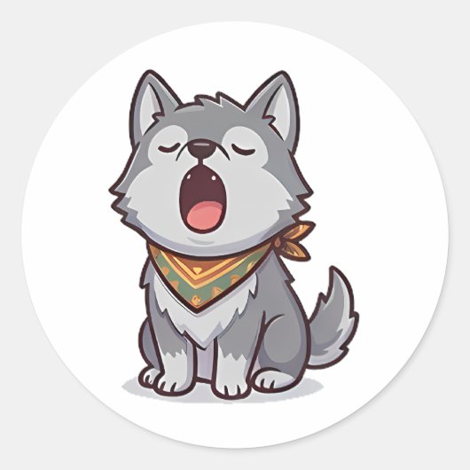Gapende Wolf Ronde Sticker (Voorkant)