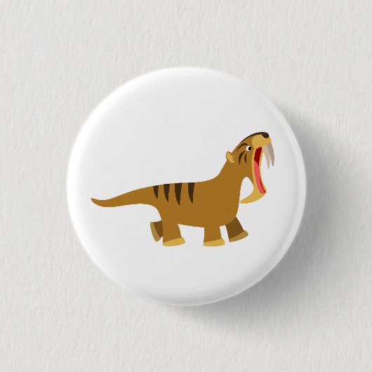 Gaping Mouth Cartoon Thylacosmilus Button Badge (Voorkant)