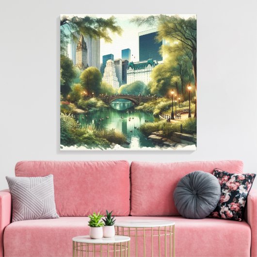 Gapstow Bridge Central Park New York City Canvas Afdruk (Insitu (Woonkamer))