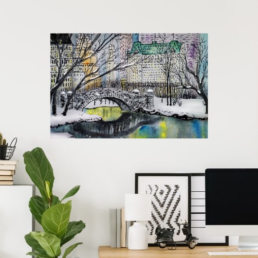 Gapstow Bridge, Central Park, New York Poster (Thuiskantoor)