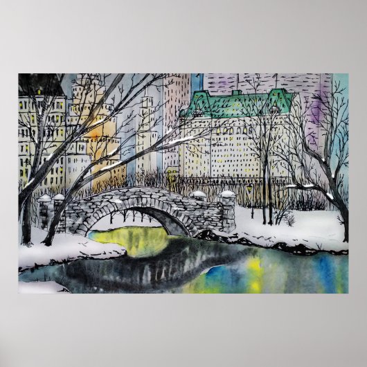 Gapstow Bridge, Central Park, New York Poster (Voorkant)