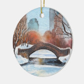 Gapstow Bridge Central Park Sieraad NYC New York Keramisch Ornament (Links)