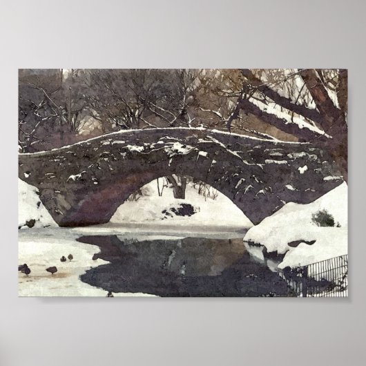 GAPSTOW BRIDGE IN CENTRAAL PARK IN WINTER-POSTER POSTER (Voorkant)