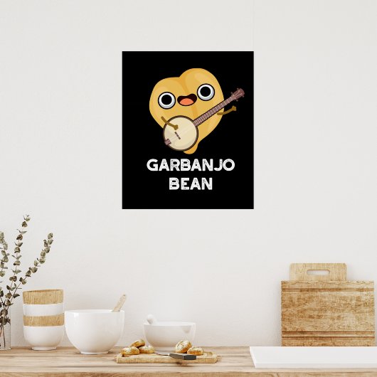 Gar-banjo Bean Funny Garbanzo Banjo Pun Dark BG Poster (Keuken)