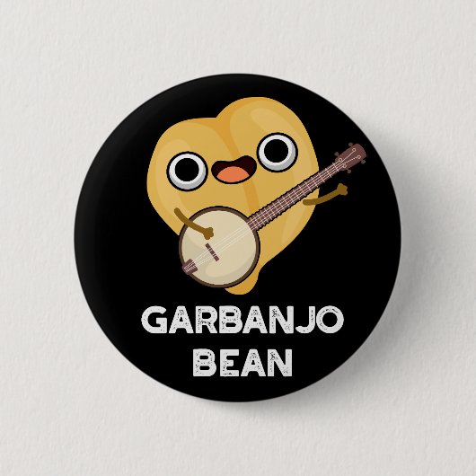 Gar-banjo Bean Funny Garbanzo Banjo Pun Dark BG Ronde Button 5,7 Cm (Voorkant)
