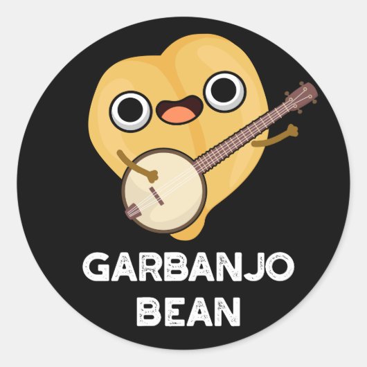 Gar-banjo Bean Funny Garbanzo Banjo Pun Dark BG Ronde Sticker (Voorkant)