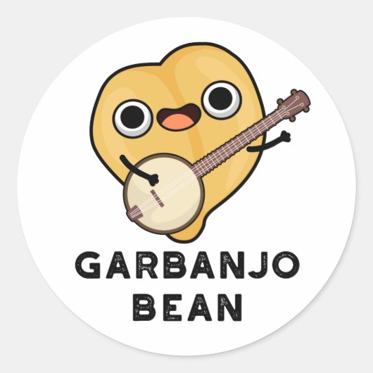 Gar-banjo Bean Funny Garbanzo Banjo Pun Ronde Sticker (Voorkant)