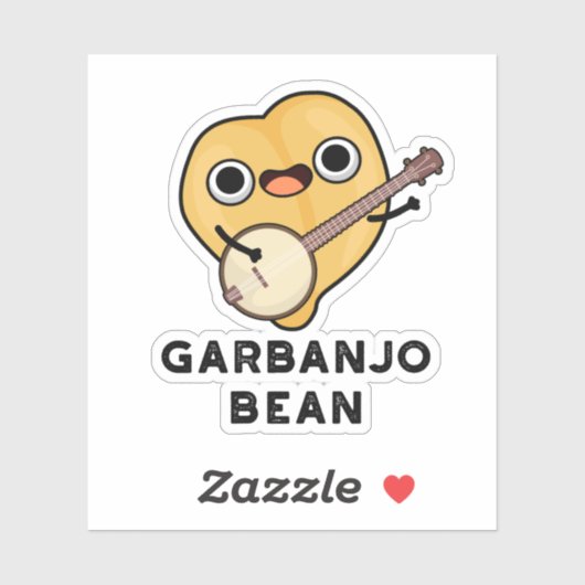 Gar-banjo Bean Funny Garbanzo Banjo Pun Sticker (Vel)