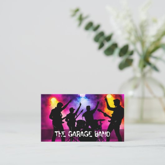 Garage Band For Hire Music Business Cards Visitekaartje (Staand voorkant)