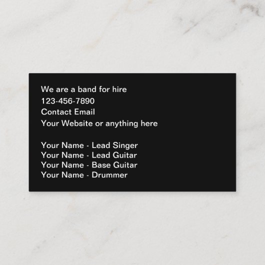 Garage Band For Hire Music Business Cards Visitekaartje (Achterkant)
