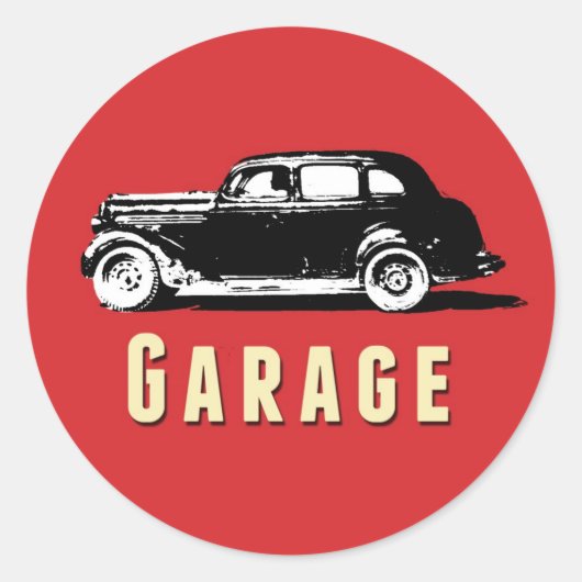 Garage bewegende retro auto label Sticker (Voorkant)