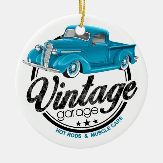  Garage Blue Truck Keramisch Ornament (Voorkant)