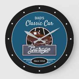 Garage Dad's of Any Name Classic Car Garage Blue Grote Klok