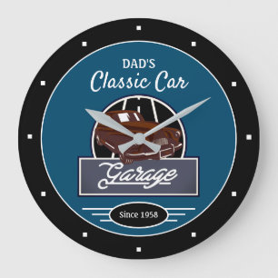 Garage Dad's of Any Name Classic Car Garage Blue Grote Klok