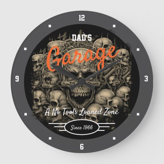 Garage Dad's of een andere naam schedels grijs zwa Grote Klok (Voorkant)