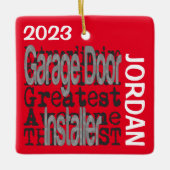 Garage-deuropenbouwer Extraordinaire CUSTOM Keramisch Ornament (Voorkant)