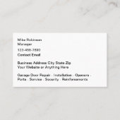 Garage Door Services And Repair Business Cards Visitekaartje (Achterkant)