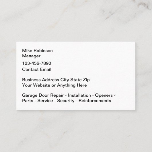 Garage Door Services And Repair Business Cards Visitekaartje (Achterkant)