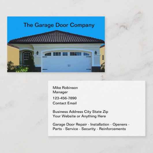 Garage Door Services And Repair Business Cards Visitekaartje (Voorkant / Achterkant)