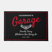 Garage Elke naam Funny Gezegde Black Red Deurmat (Voorkant)