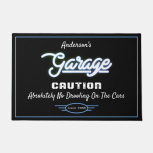 Garage Elke naam Funny Gezegde Cars Blue Black Deurmat