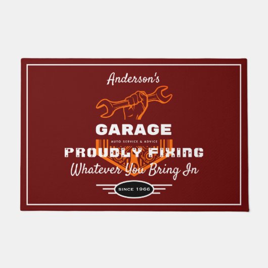 Garage Elke naam op papier, schimmelachtig Gezegde Deurmat (Voorkant)