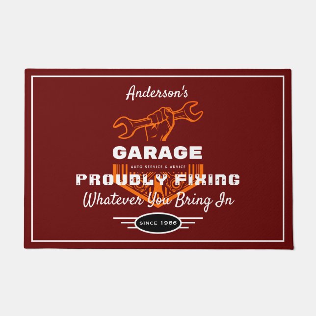 Garage Elke naam op papier, schimmelachtig Gezegde Deurmat (Voorkant)