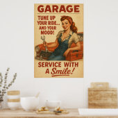  Garage Girl Art Poster (Keuken)