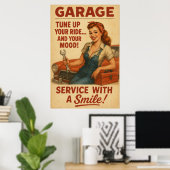  Garage Girl Art Poster (Thuiskantoor)