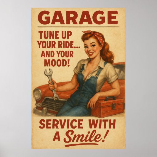  Garage Girl Art Poster (Voorkant)