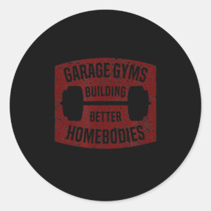 Garage Gyms Gebouw betere homeorganismen Barbell G Ronde Sticker