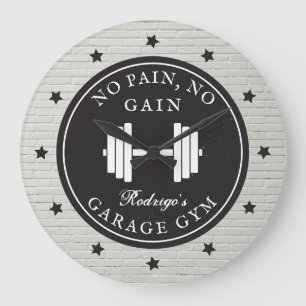 Garage Home Gym Workout Fitness Barbell Sport Naam Grote Klok