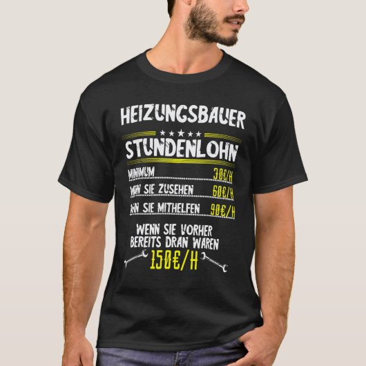 Garage Mannen Verwarming Bouwer Uurloon Sanitaire T-shirt (Voorkant)