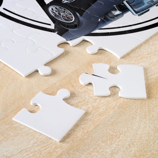  Garage met zwarte corvette Legpuzzel (Zijkant)