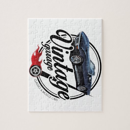 Garage met zwarte corvette Legpuzzel (Verticaal)