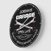 Garage Name Date Tools Wrenches Mechanics Black Grote Klok (Hoek)