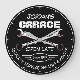 Garage Name Date Tools Wrenches Mechanics Black Grote Klok