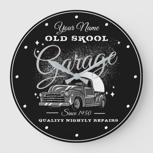 Garage Old School Your Name Grey 1950's Era Truck  Grote Klok (Voorkant)