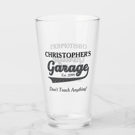 Garage Raak niets Drinkware Bierpint aan Glas (Achterkant)