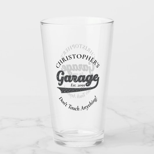 Garage Raak niets Drinkware Bierpint aan Glas (Achterkant)