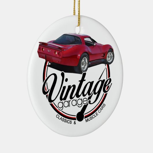  Garage Red Corvette Keramisch Ornament (Rechts)