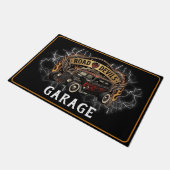 Garage Road Devils Hotrod Zwart Rood Vlammen Deurmat (Schuin)