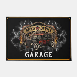 Garage Road Devils Hotrod Zwart Rood Vlammen Deurmat